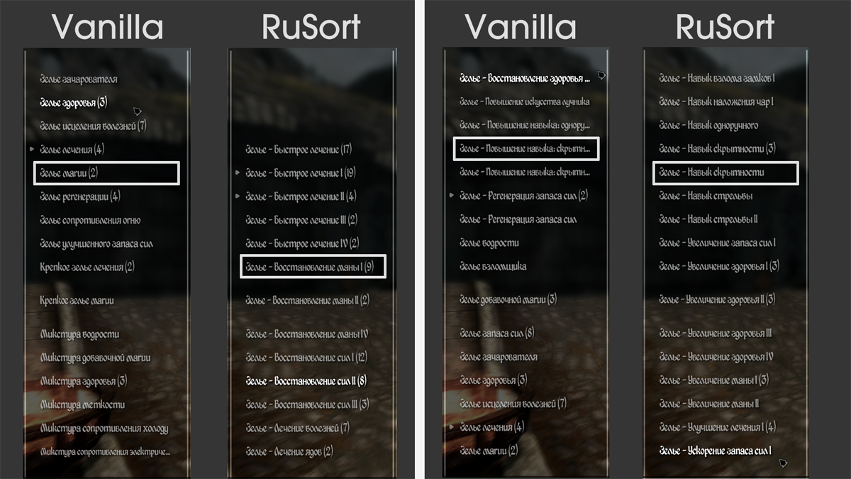 RuSort - Inventory Items