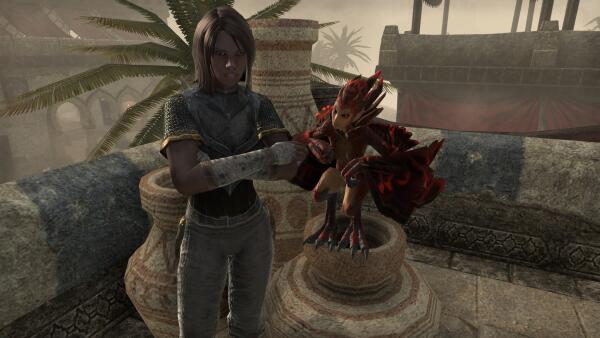 Leja and her harpy . Kozanset , Alik'r Desert .