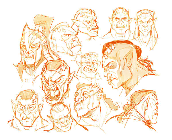 Skyrim Orc sketches by Drkav