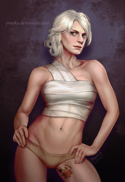 Ciri with the rose tattoo