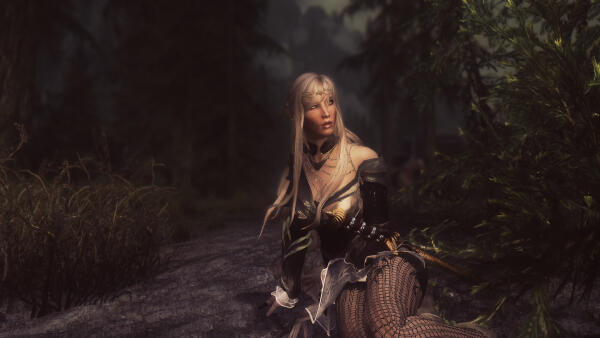 Girl in the dark forest