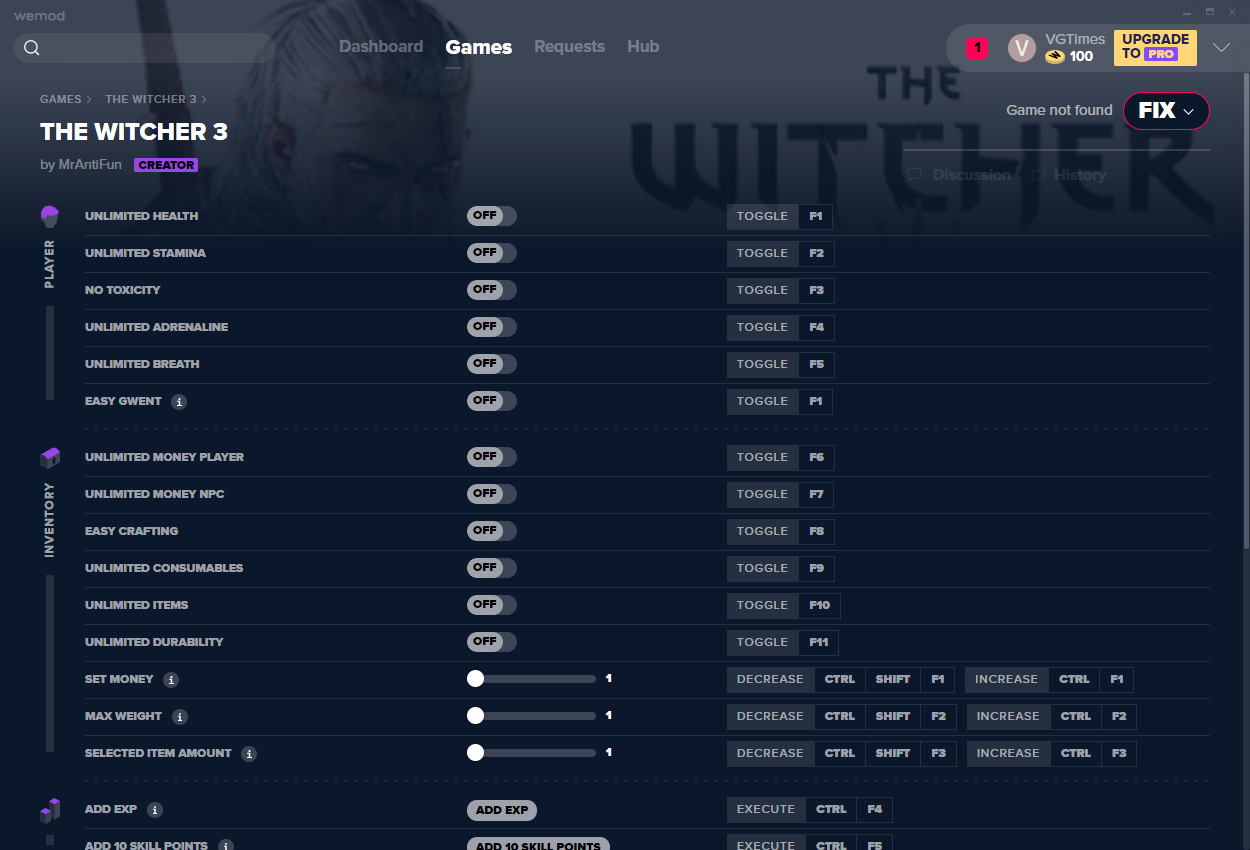 The Witcher 3: Wild Hunt Трейнер (+26) [WeMod]