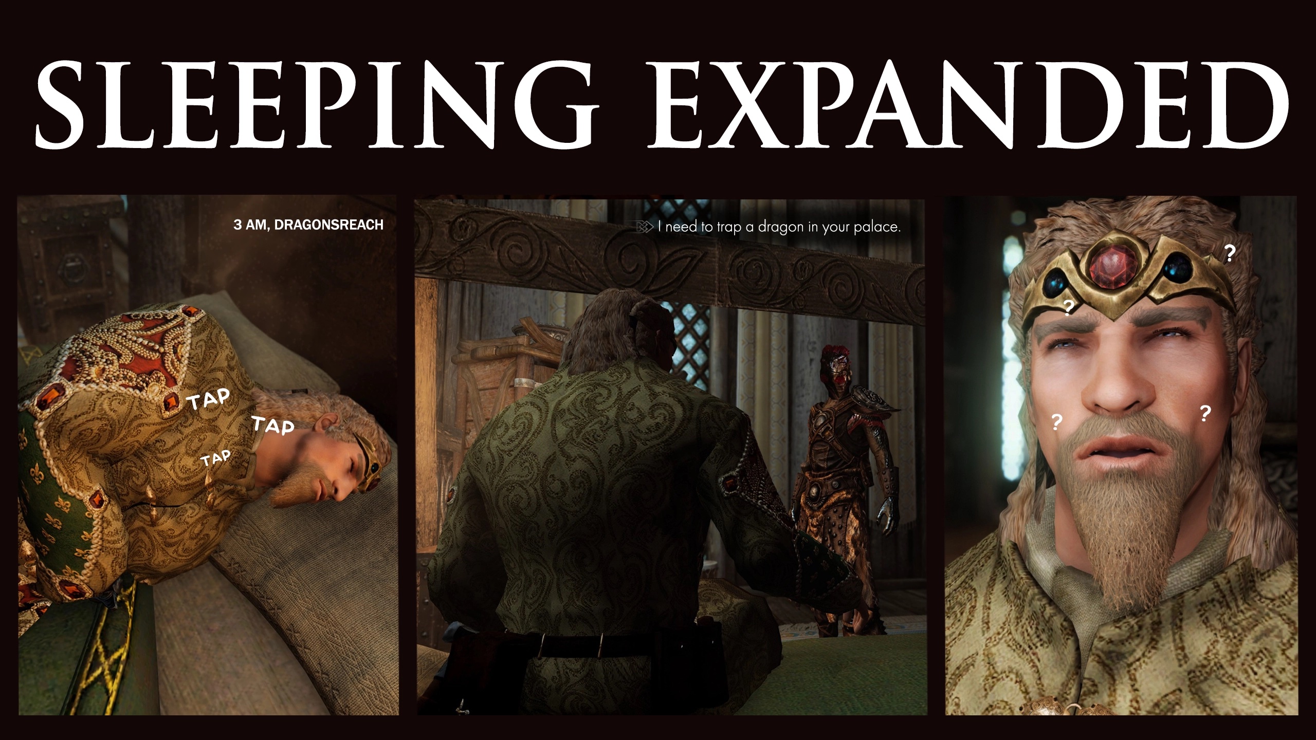 Подробнее о "Sleeping Expanded — Мод, который расширяет анимации сна (Skyrim)"